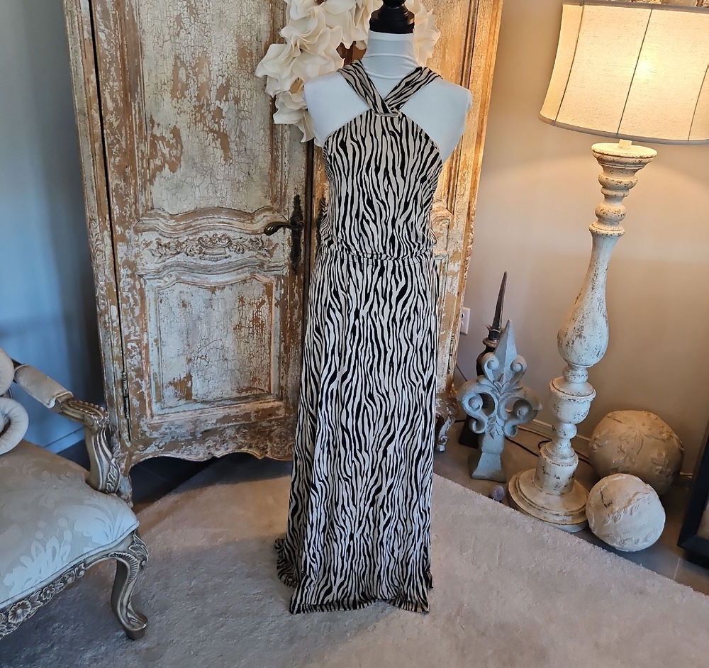 INC International Concepts Black and White Zebra Maxi Dress